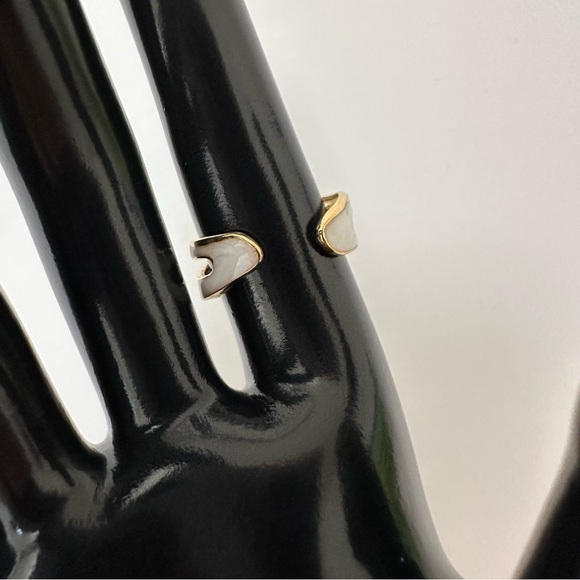 18K Gold Plated Mother of Pearl Tone Geometric Open Rings - Picture 3 of 4